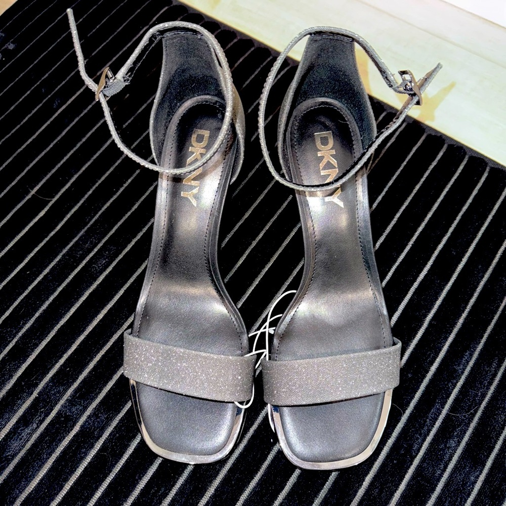 DKNY charcoal graphite glitter heels